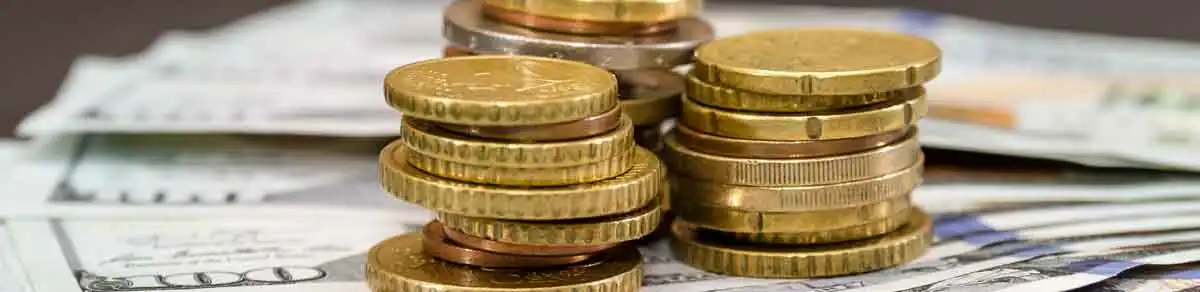 Gold coins on cash